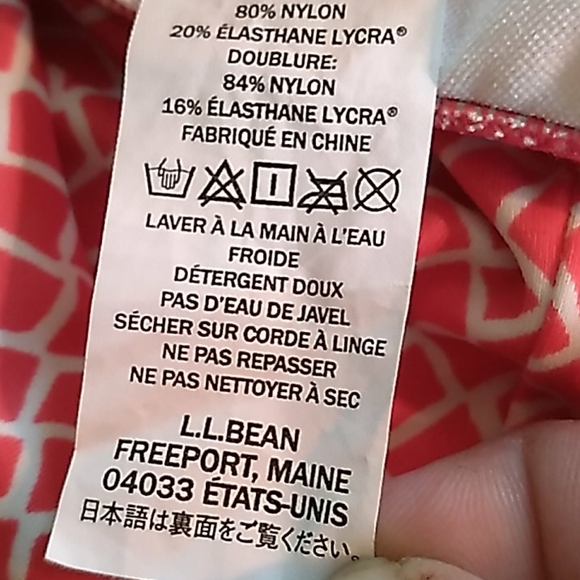 L.L.Bean UPF 50+ Hot Coral & White One Piece Suit - Picture 8 of 8